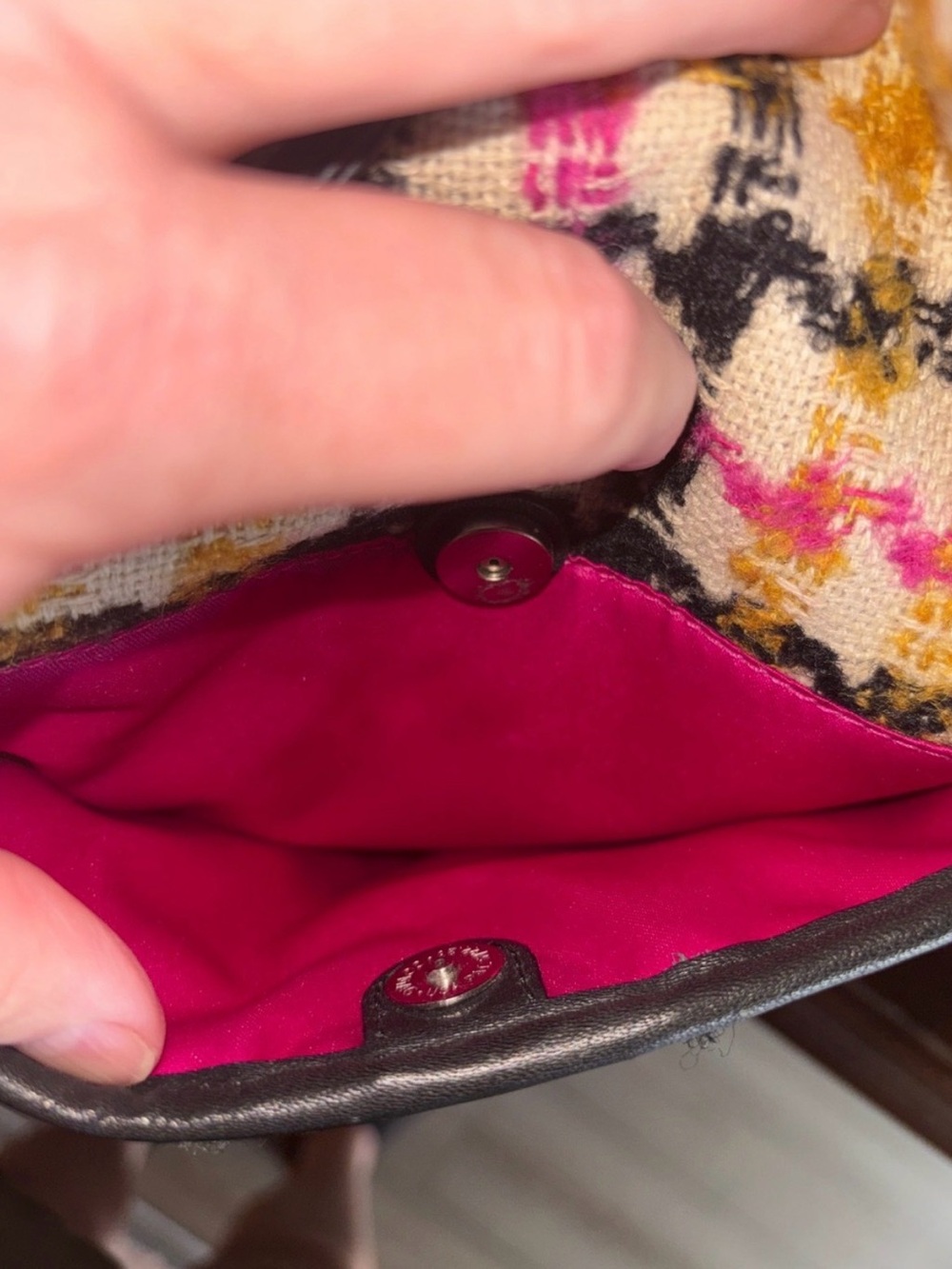 Coach Multicolor Tweed Drawstring Hobo with Black Leather Trim - Picture 6 of 11